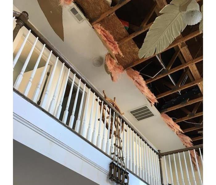 collapsed roof inside a home