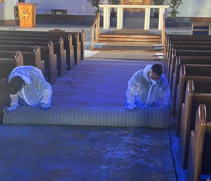 Mold Growth on Carpet after a Hurricane inside a Church